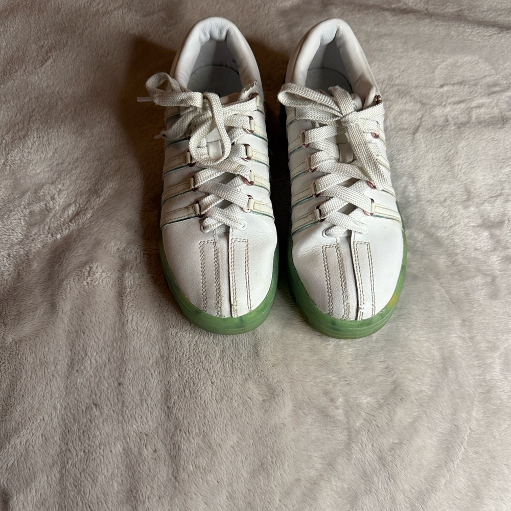 Kids' White and Green Sneakers